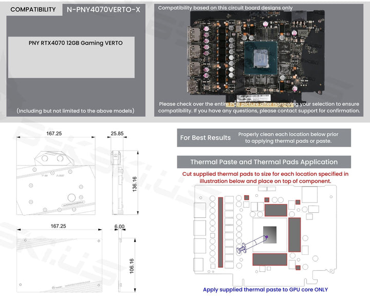 Bykski Full Coverage GPU Water Block and Backplate For PNY RTX4070 12GB Gaming VERTO (N-PNY4070VERTO-X)