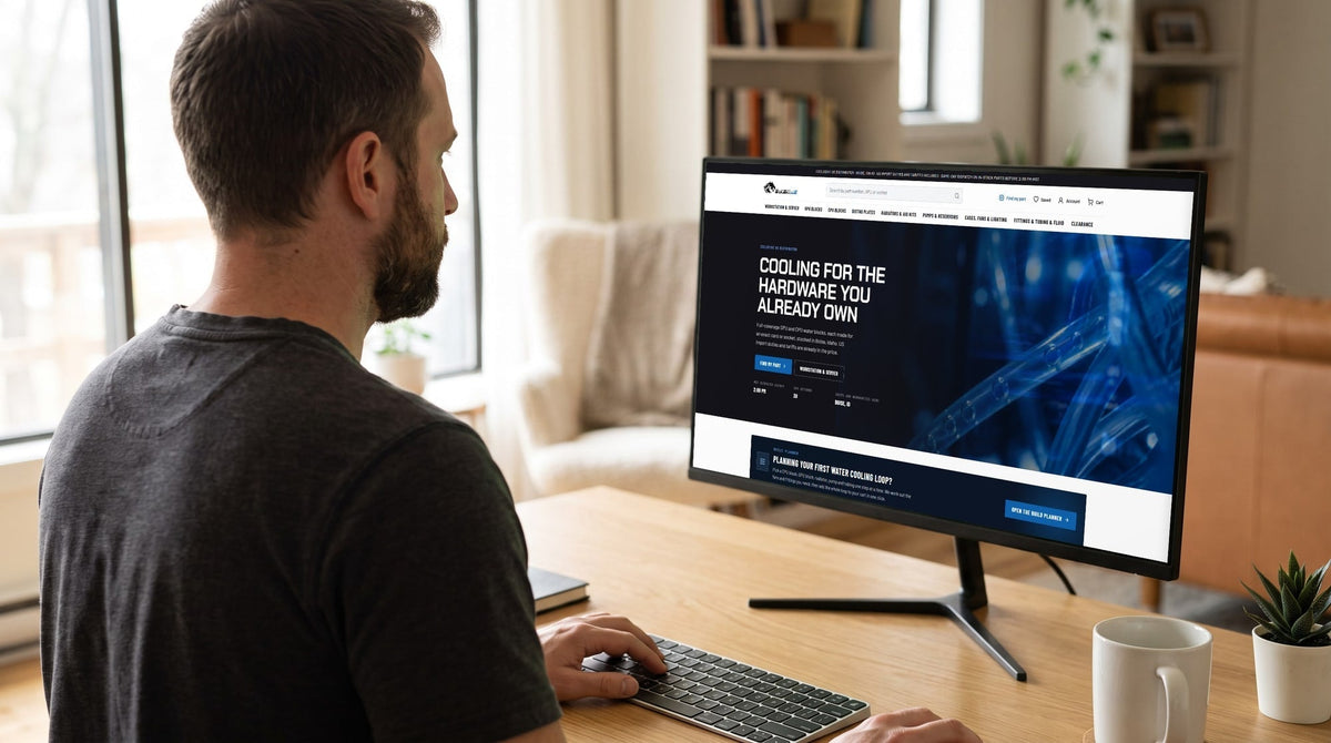 Browsing the new Bykski.us home page on a desktop monitor