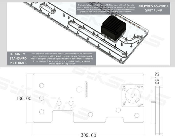 Bykski Distro Plate For COUGAR Dark Blader X5 - PMMA w/ 5v Addressable RGB(RBW) (RGV-CG-DB-X5-P) - No Pump