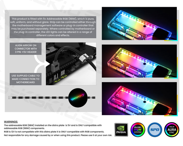 Bykski Distro Plate for Cougar DarkBlader - PMMA w/ 5v Addressable RGB (RBW) (RGV-CG-DB-G-P-K) - DDC Pump With Armor