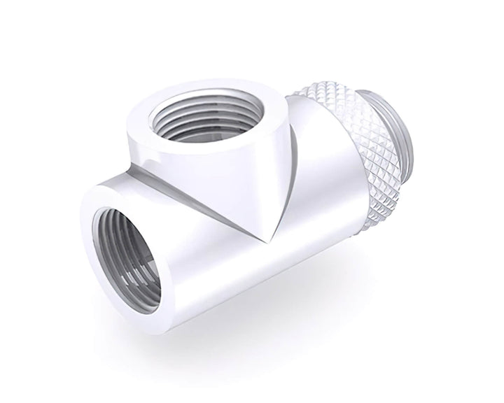 Bykski G 1/4in. Male to Dual Female 90 Degree Rotary T Adapter Fitting (CC-TE3DTSO-X-V2) - White