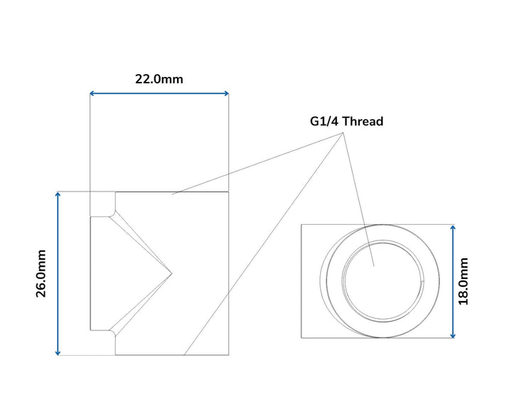 Bykski G 1/4in. Triple Female 90 Degree T Adapter Fitting (CC-TE3-X-V2) - White