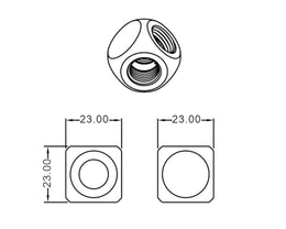 Bykski G 1/4in. Female 3-Way T Adapter Block (B-TE3-X) - Black