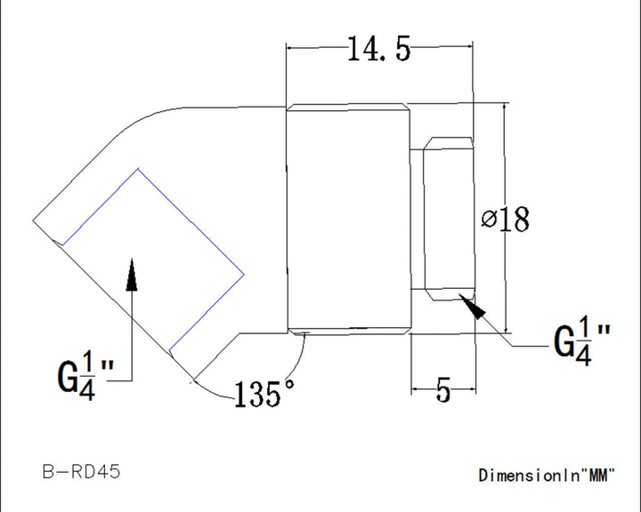 Bykski G 1/4in. Male to Female 45 Degree Rotary Elbow Fitting (B-RD45-X) - Black
