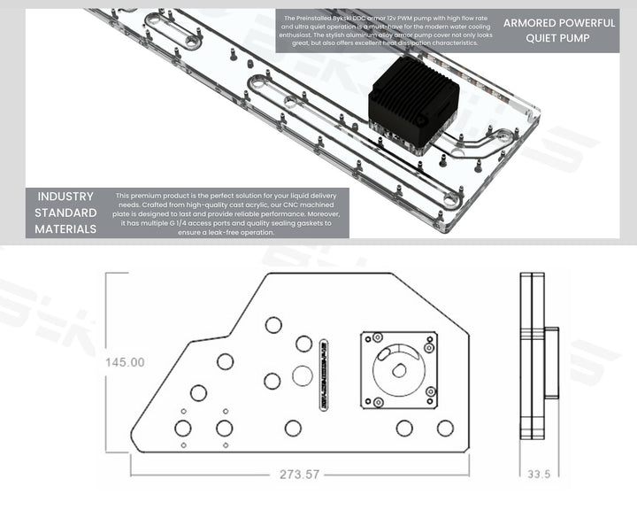 Bykski Distro Plate For JONSBO TR03 - PMMA w/ 5v Addressable RGB(RBW) (RGV-JSB-TR03-P-K) - DDC Pump With Armor