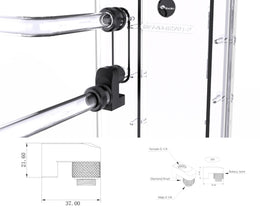 Bykski G 1/4in. Male to Female Supported Rotary 15mm Offset Fitting (CC-HR-15-X) - Black