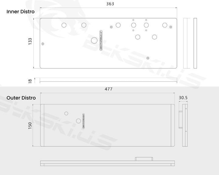 Bykski Dual Distro Plate For Thermaltake CTE C750 PMMA w/ 5v Addressable RGB(RBW) (RGV-TT-C750-A1-P) - No Pump