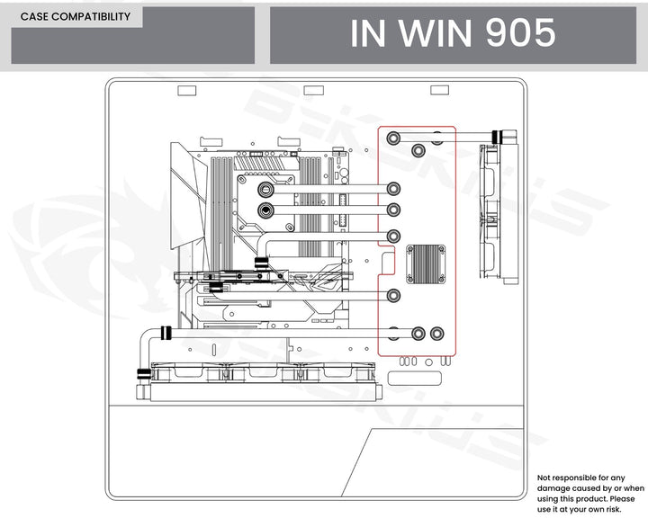 Bykski Distro Plate For InWin 905 - PMMA w/ 5v Addressable RGB(RBW) (RGV-INW-905-P-K) - DDC Pump With Armor