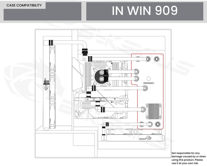 Bykski Distro Plate For InWin 909 - PMMA w/ 5v Addressable RGB(RBW) (RGV-INW-909-P-K) - DDC Pump With Armor