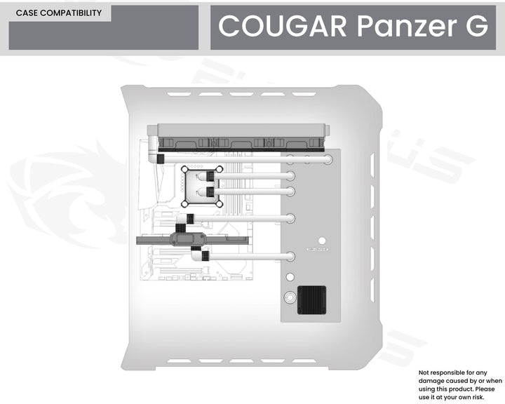 Bykski Distro Plate For COUGAR Panzer G - PMMA w/ 5v Addressable RGB(RBW) (RGV-CG-PR-G-P-K) - DDC Pump With Armor