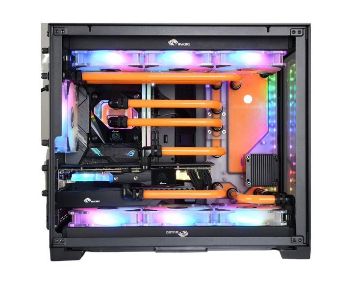 Bykski Distro Plate For Lian Li PC-O11 w/ MINI/M-ATX Motherboards - PMMA w/ 5v Addressable RGB (RBW) (RGV-LAN-O11MINI-P-K) - DDC Pump With Armor