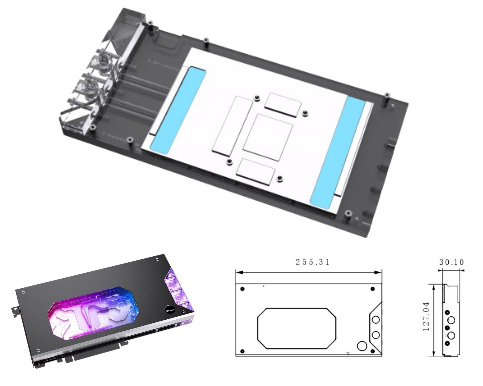 Bykski Full Coverage GPU Water Block and Backplate For Manli