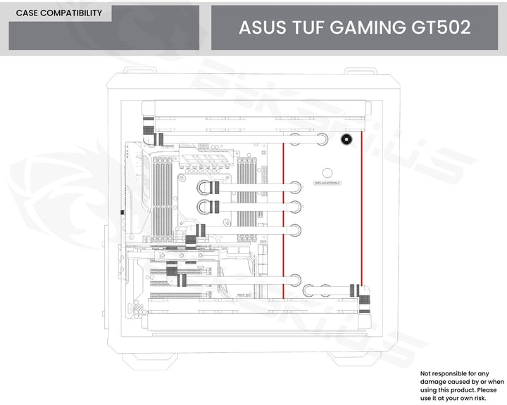 Bykski Distro Plate For ASUS TUF Gaming GT502 PMMA w/ 5v Addressable RGB (RBW) (RGV-AS-GT502-P-K) - DDC Pump With Armor