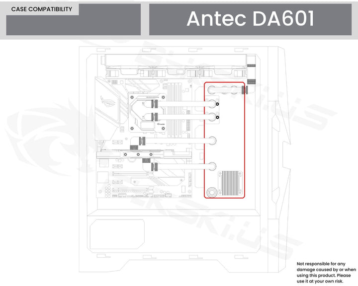 Bykski Distro Plate For Antec Dark Avenger DA601 - PMMA w/ 5v Addressable RGB (RBW) (RGV-Antec-DA601-P-K) - DDC Pump With Armor