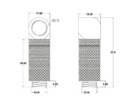 Bykski G 1/4in. Male to Female 90 Degree Rotary 35mm Extension Elbow Fitting (B-RD90-EXJ35) - Silver