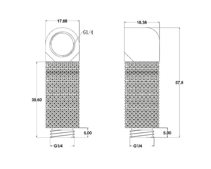 Bykski G 1/4in. Male to Female 90 Degree Rotary 35mm Extension Elbow Fitting (B-RD90-EXJ35) - Silver