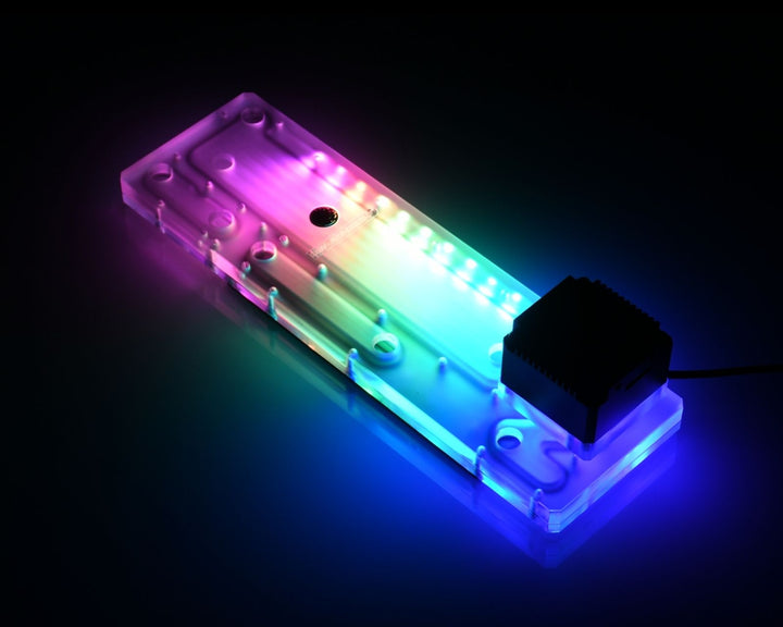 Bykski Distro Plate For JONSBO MOD1 - PMMA w/ 5v Addressable RGB(RBW) (RGV-JSB-MOD1-P-K) - DDC Pump With Armor