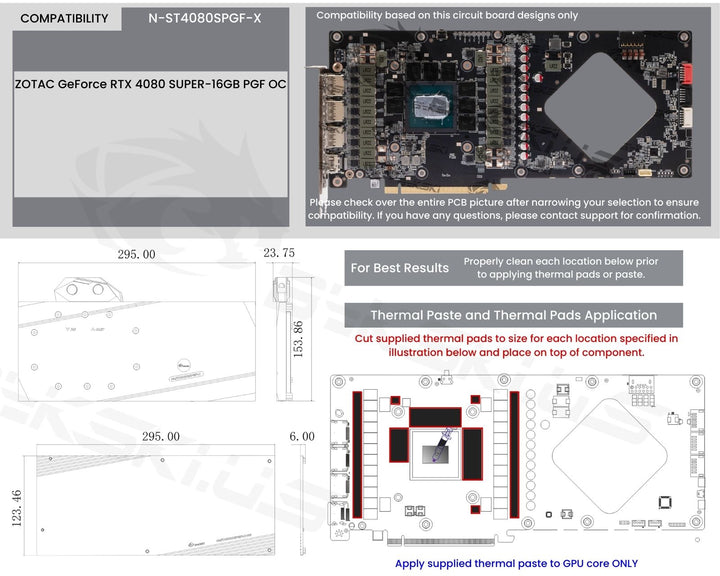 Bykski Full Coverage GPU Water Block and Backplate For ZOTAC GeForce RTX 4080 SUPER-16GB PGF OC (N-ST4080SPGF-X)