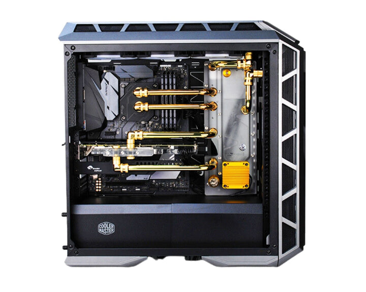 Bykski Distro Plate for MasterCase H500P - PMMA w/ 5v Addressable RGB (RBW) (RGV-CM-H500P-P-K) - DDC Pump With Armor