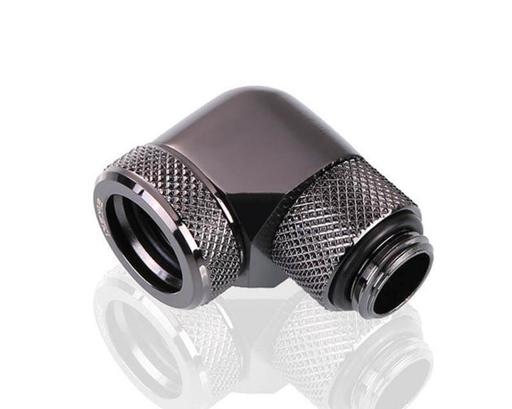 Bykski G 1/4in. Rigid 14mm OD 90 Degree Rotary Fitting Adapter (B-HTJ-L14-RD90-V2) - Gray