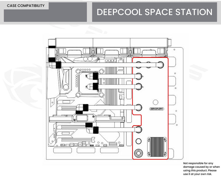 Bykski Distro Plate For DEEPCOOL SPACE STATION - PMMA w/ 5v Addressable RGB(RBW) (RGV-DP-SPC-P-V2-K) - DDC Pump With Armor