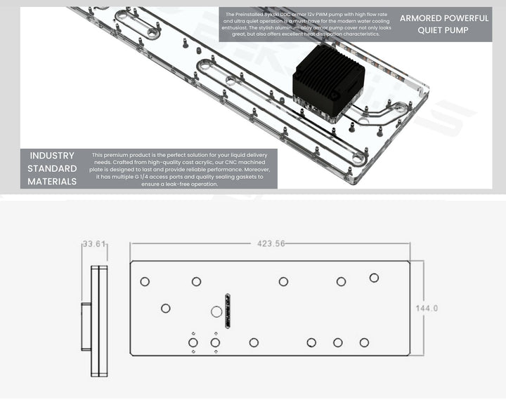 Bykski Distro Plate For LIAN LI O11 Dynamic XL- PMMA w/ 5v Addressable RGB(RBW) (RGV-LAN-O11XL-P-K) - DDC Pump With Armor