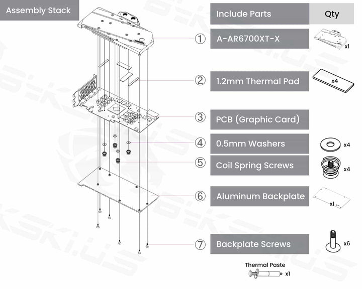 Bykski Full Coverage GPU Water Block and Backplate for ASRock 6700XT Challenger PRO (A-AR6700XT-X)