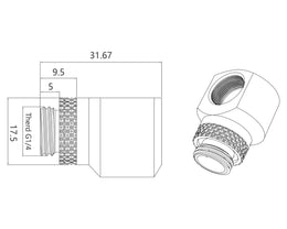 Bykski G 1/4in. Male to Female 360 Degree Rotary Elbow Fitting - 90 Degree Angle (CC-RD90S-X) - Black