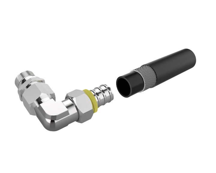 Bykski Stainless Steel Durable Server P-Lok DIY Fitting - 14mm Threaded Male to Female 90 Degree Elbow (CC-AF90-SR-14)