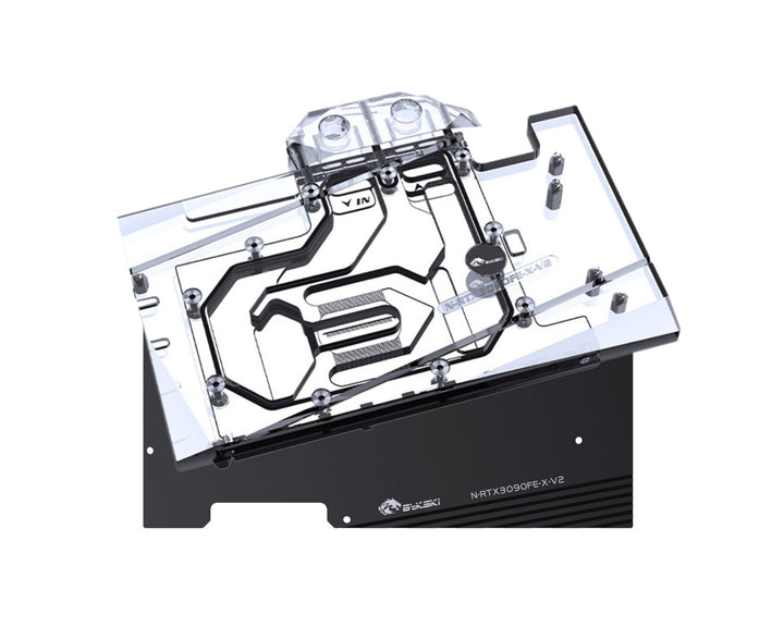 Bykski Full Coverage GPU Water Block and Backplate for nVidia Founders Edition RTX 3090 (N-RTX3090FE-X-V2) - Clear