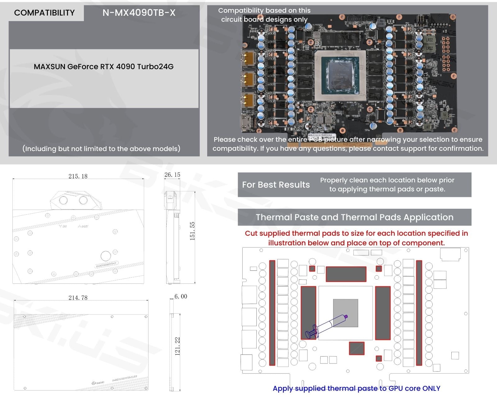 Bykski Full Coverage GPU Water Block and Backplate For MAXSUN