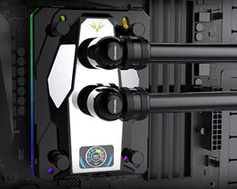 Granzon GAMS Digital Display CPU Water Cooling Block for AMD Ryzen 3/5/7/9 (AM4/AM5) - Black
