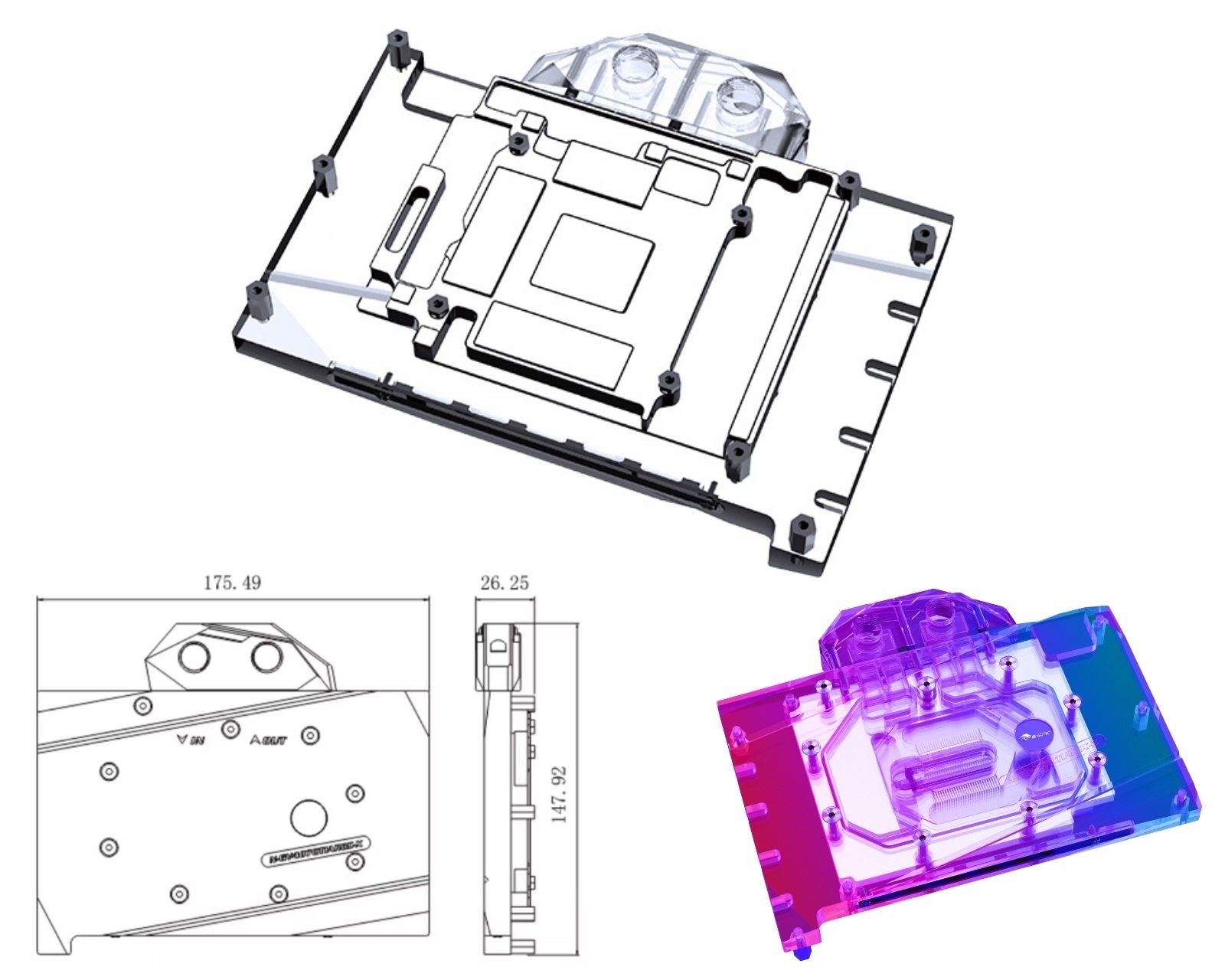 Bykski CPUブロック + rtx 4070 ブロック Bykski Full Coverage GPU Water Block and Backplate For GIGABYTE