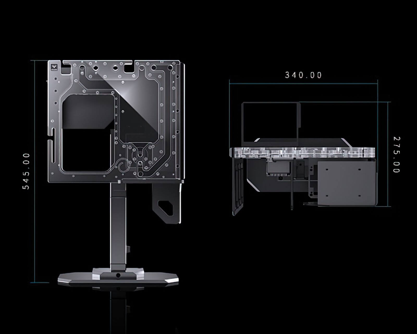 Granzon G10 Liquid Cooling Distro Show Case - Desk Mounted