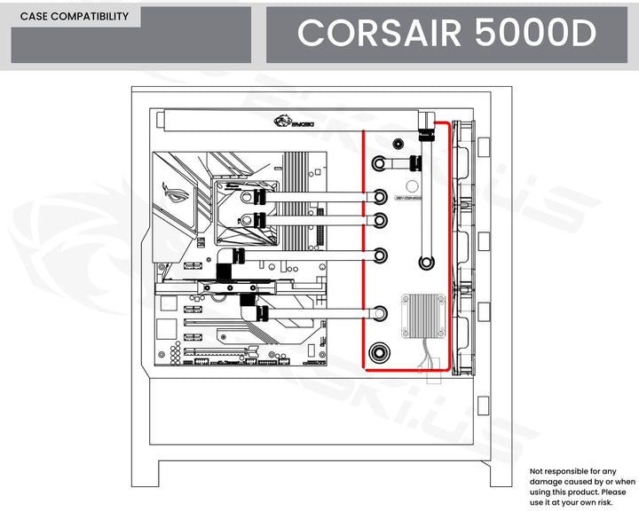 Bykski Distro Plate For CORSAIR 5000D - PMMA w/ 5v Addressable RGB(RBW) (RGV-COS-5000D-P-K) - DDC Pump With Armor
