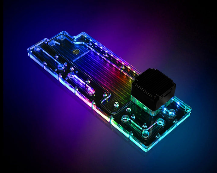 Bykski Distro Plate For GIGABYTE AORUS AC700G - PMMA w/ 5v Addressable RGB(RBW) (RGV-GV-AC700G-P) - DDC Pump With Armor