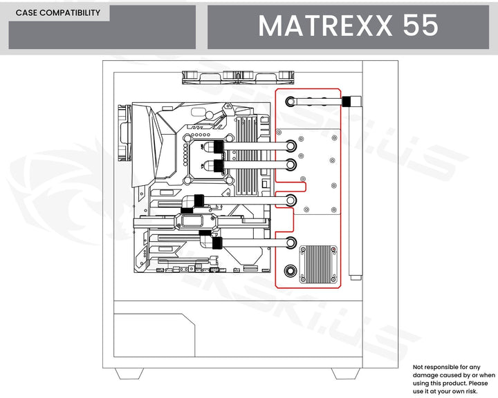 Bykski Distro Plate For DEEPCOOL MATREXX 55 - PMMA w/ 5v Addressable RGB(RBW) (RGV-DP-EATX-55-P-K) - DDC Pump With Armor