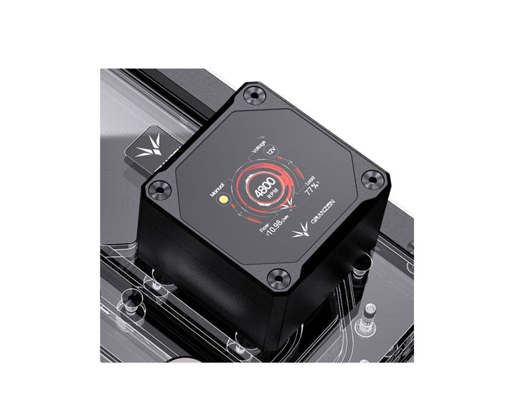 Bykski Distro Plate For COUGAR Dark Blader X5 - PMMA w/ 5v Addressable RGB(RBW) (RGV-CG-DB-X5-P-KG) - DDC Pump With LCD