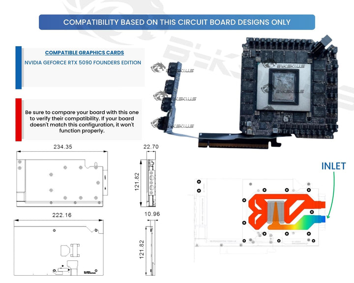 Bykski Durable Metal/POM GPU Water Block and Backplate For NVIDIA GeForce RTX 5090 Founders Edition (N-RTX5090FE-SR) - Continuous Usage