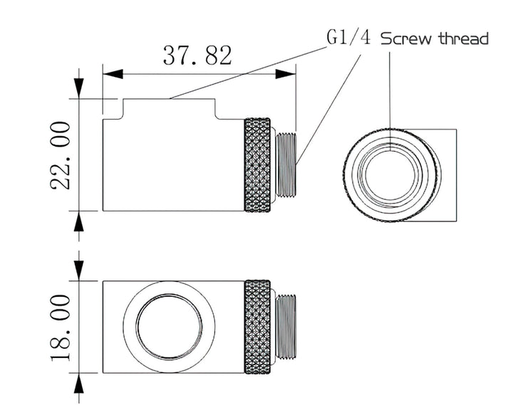 Bykski G 1/4in. Male to Dual Female 90 Degree Rotary T Adapter Fitting (CC-TE3DTSO-X-V2) - Silver