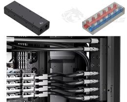 Bykski Durable Multi‑Port Parallel Workstation/Server Distribution Block, available in four sizes – Black POM (B-L2-BM-X-V2) - 4 Channels