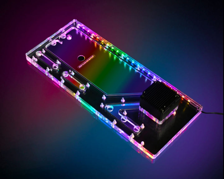 Bykski Distro Plate For LIAN LI ODYSSEY X - PMMA w/ 5v Addressable RGB (RBW) (RGV-LAN-TR-01X-P-K) - DDC Pump With Armor