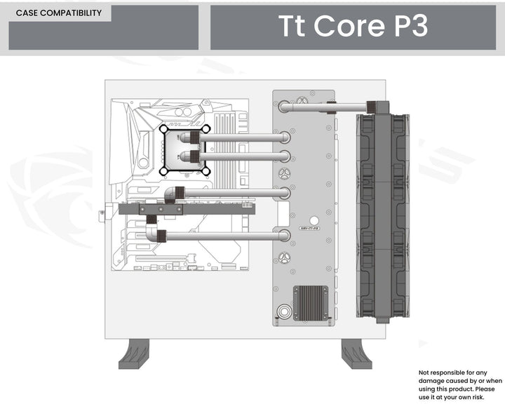 Bykski Distro Plate For Thermaltake CORE P3 - PMMA w/ 5v Addressable RGB (RBW) (RGV-TT-P3-P-K) - DDC Pump With Armor