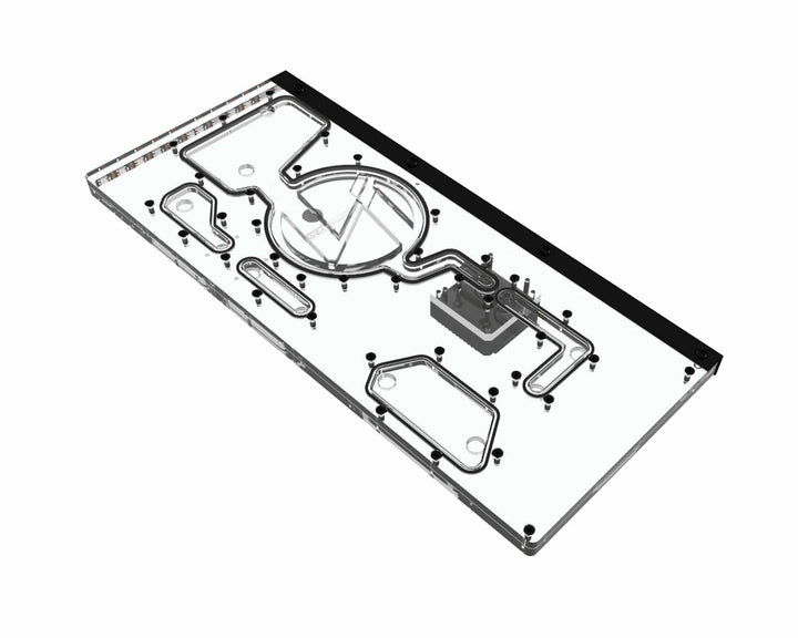 Bykski Distro Plate for Lian Li O11 Dynamic XL (Front Mount) - PMMA w/ 5v Addressable RGB(RBW) (RGV-LAN-O11XL-LI-P-K) - DDC Pump With Armor