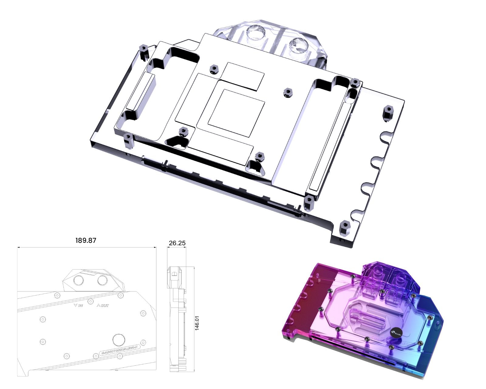 【2024年新作】 Full Bykski Coverage ASUS For Backplate and Block Water GPU 蛍光灯・電球