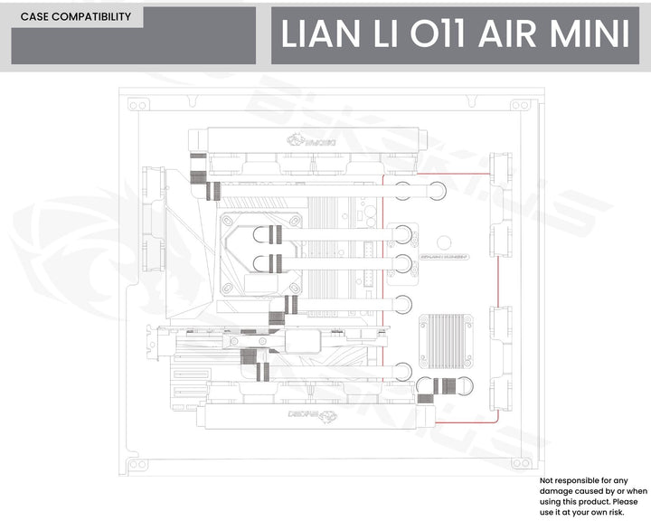 Bykski Distro Plate For Lian Li O11 Air Mini - PMMA w/ 5v Addressable RGB (RBW) (RGV-LAN-O11AIR-MINI-P-K) - DDC Pump With Armor