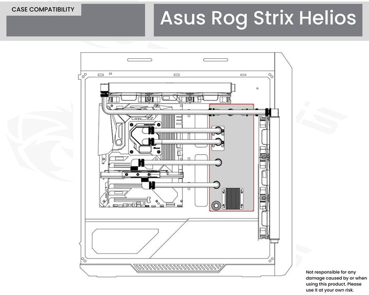 Bykski Distro Plate for Asus Rog Strix Helios PMMA w/ 5v Addressable RGB(RBW) (RGV-AS-STRIXHS-P-V2-K) - DDC Pump With Armor