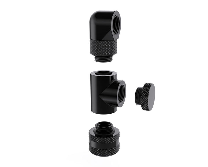 Bykski G 1/4in. Triple Female 90 Degree T Adapter Fitting (CC-TE3-X-V2) - Blue