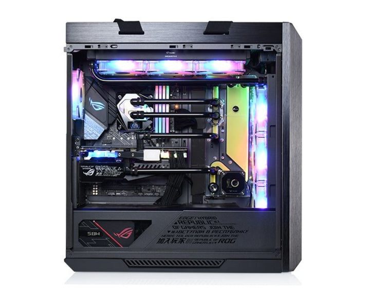 Bykski Distro Plate for Asus Rog Strix Helios PMMA w/ 5v Addressable RGB(RBW) (RGV-AS-STRIXHS-P-V2-K) - DDC Pump With Armor