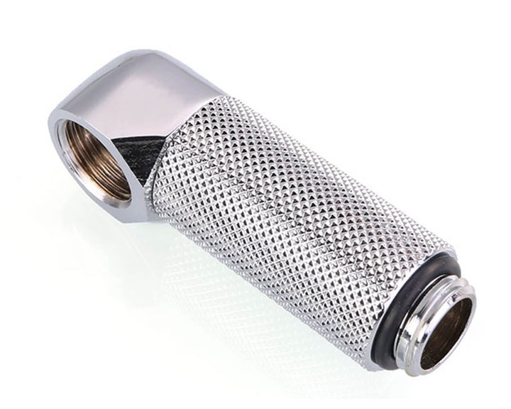 Bykski G 1/4in. Male to Female 90 Degree Rotary 35mm Extension Elbow Fitting (B-RD90-EXJ35) - Silver